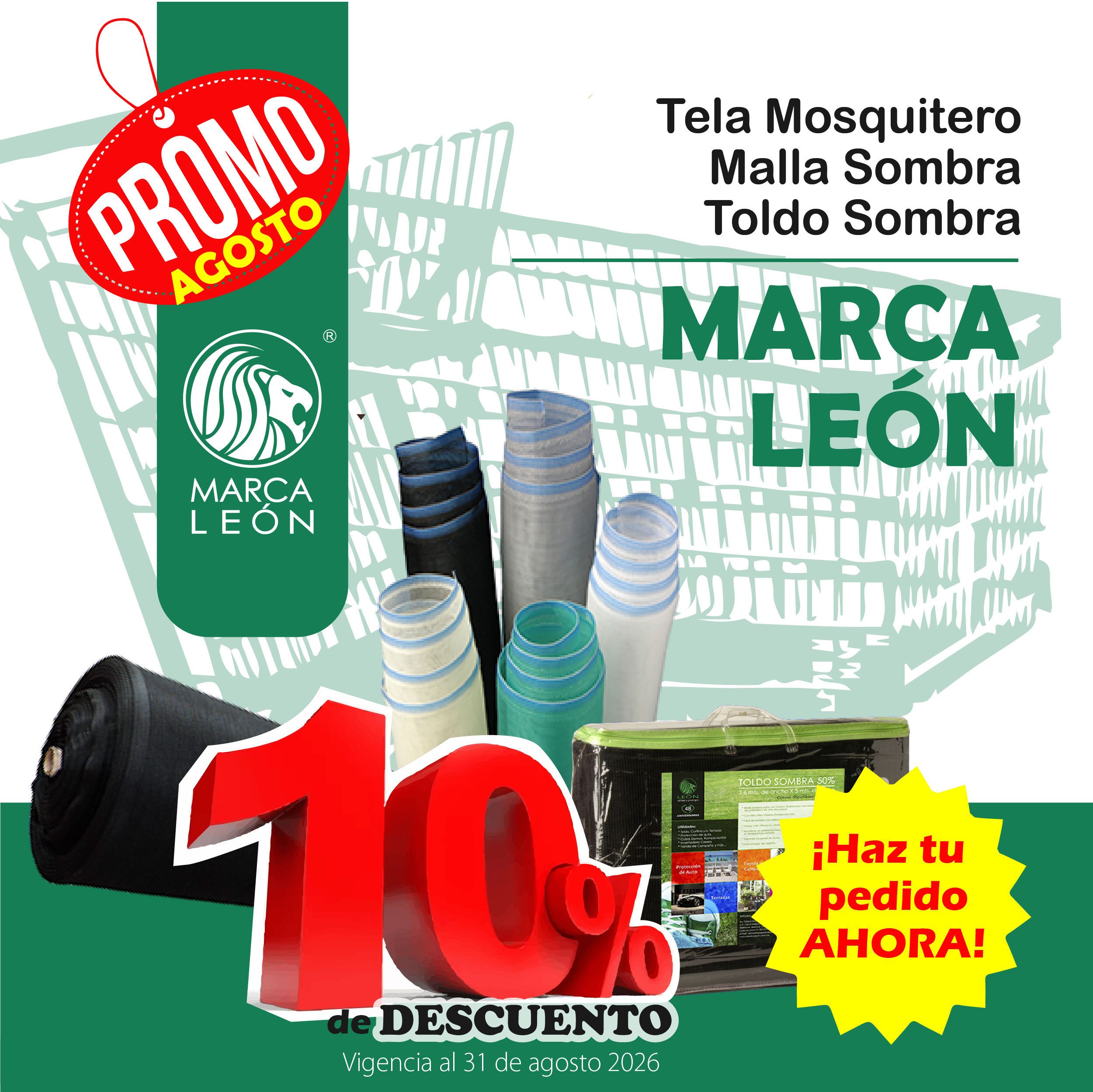 tela mosquitero marca leon, 10% de descuento todo julio 2026